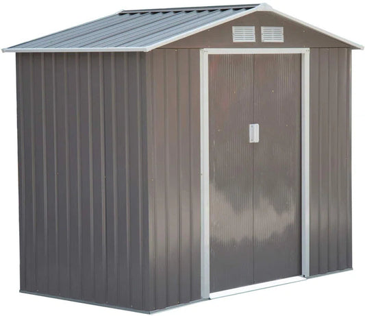 7 x 4 ft Metal Apex Garden Shed, Outdoor Storage Shed with Lockable Door