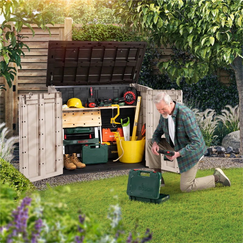 1200L Outdoor Storage Shed - Beige / Brown