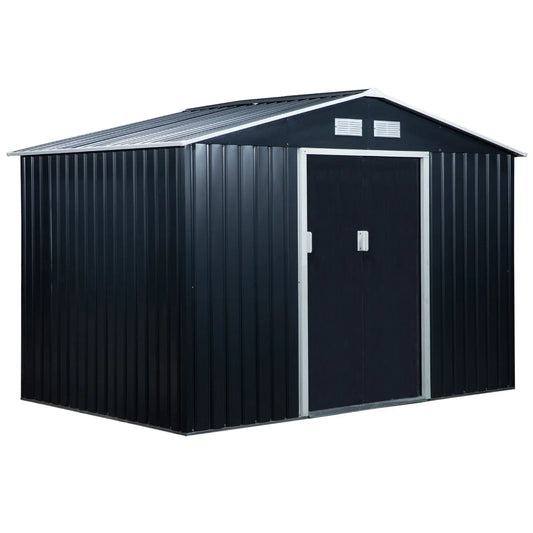9 x 6 ft Metal Garden Shed, Outdoor Storage Shed with Lockable Doors