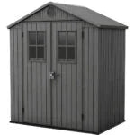 4 x 6 ft Heavy-Duty Plastic Garden Shed, Grey Outdoor Storage Shed with Ventilation, Weather-Resistant Construction & Durable Floor