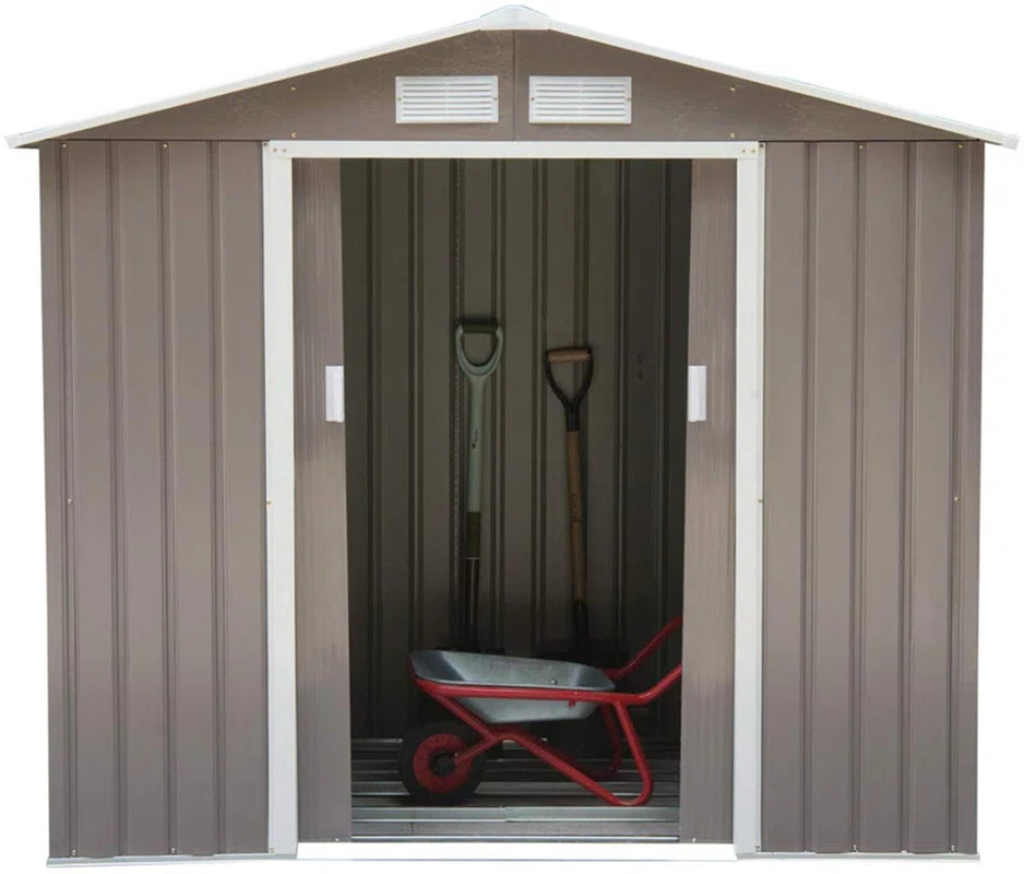 7 x 4 ft Metal Apex Garden Shed, Outdoor Storage Shed with Lockable Door