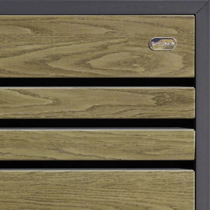 Triple Wheelie Bin Storage Unit, Oak Effect Outdoor Bin Store, Steel Construction with Lockable Doors and Soft Close Lid