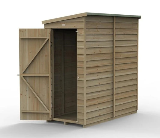 3 x 6 ft Overlap Pent Garden Shed – Pressure Treated Timber, Secure Single Door, Hidden Hinges, Felt Roof