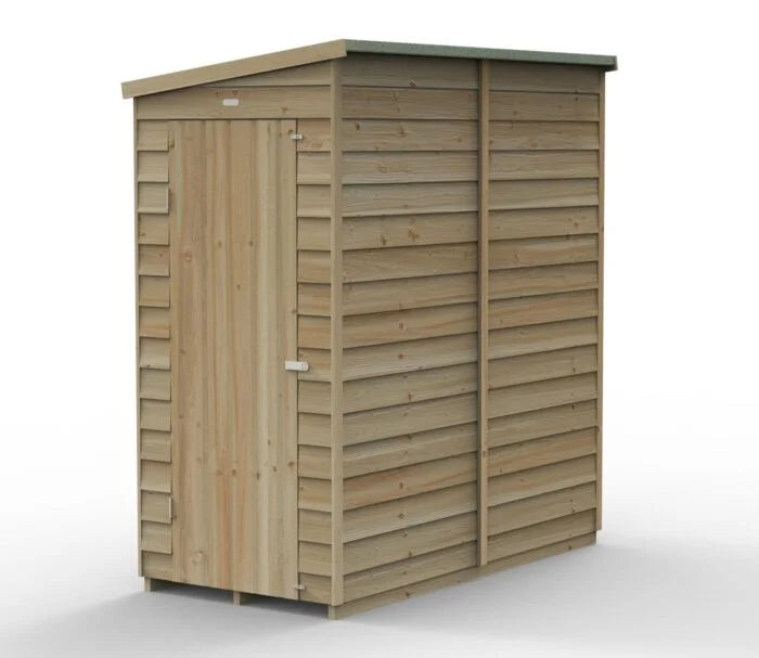 3 x 6 ft Overlap Pent Garden Shed – Pressure Treated Timber, Secure Single Door, Hidden Hinges, Felt Roof