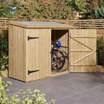 Heritage T&G Wallstore, Outdoor Wooden Garden Storage Shed with Double Doors, Pent Roof, Pressure-Treated Timber & 2m³ Capacity